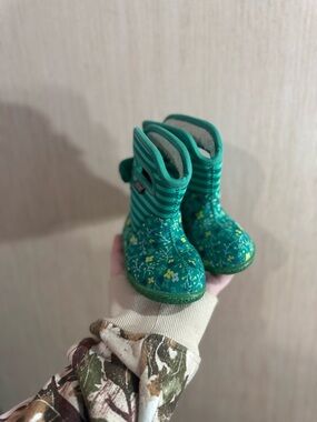 Kids Bogs Green Floral Rain Boots Size Infant 5